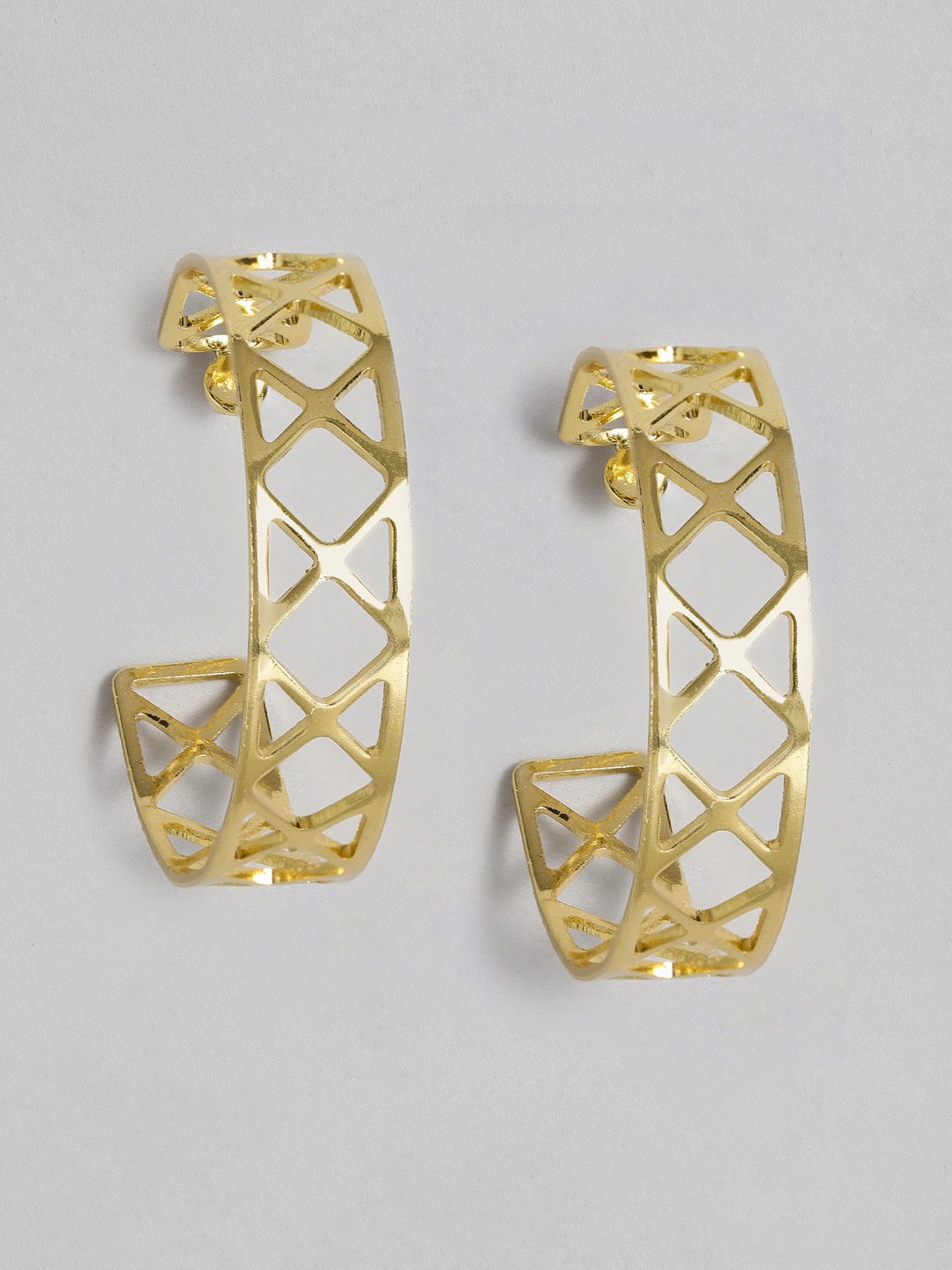 

justpeachy Gold-Plated Geometric Half Hoop Earrings