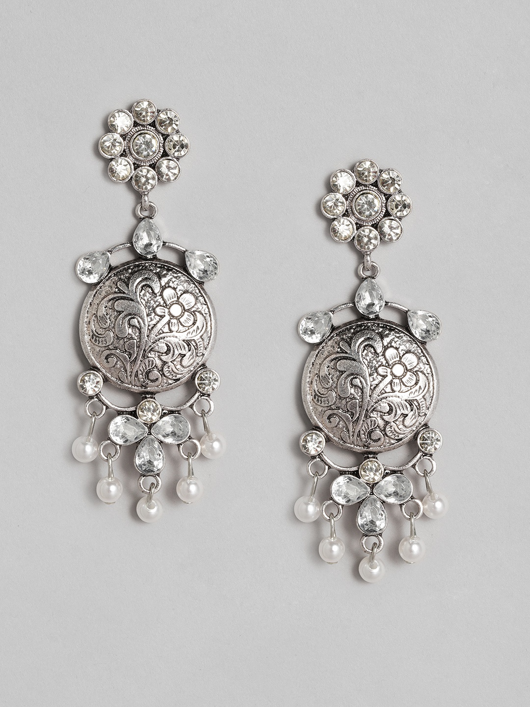 

justpeachy Silver-Plated Contemporary Drop Earrings