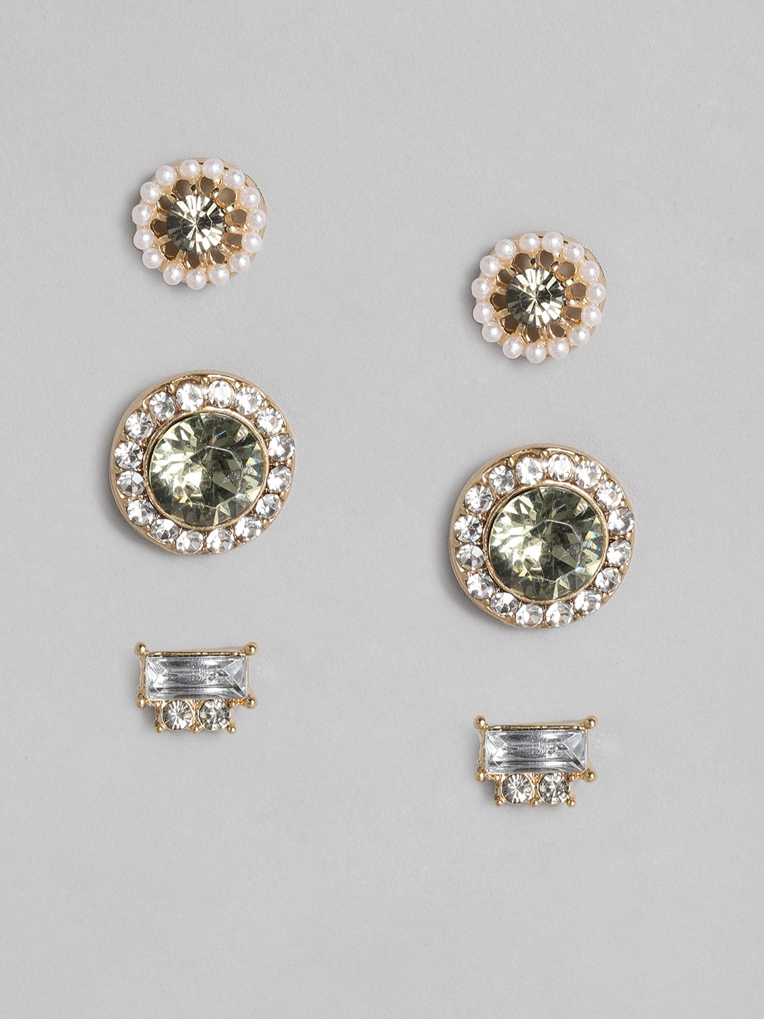 

justpeachy Set of 3 Gold Plated Geometric Studs
