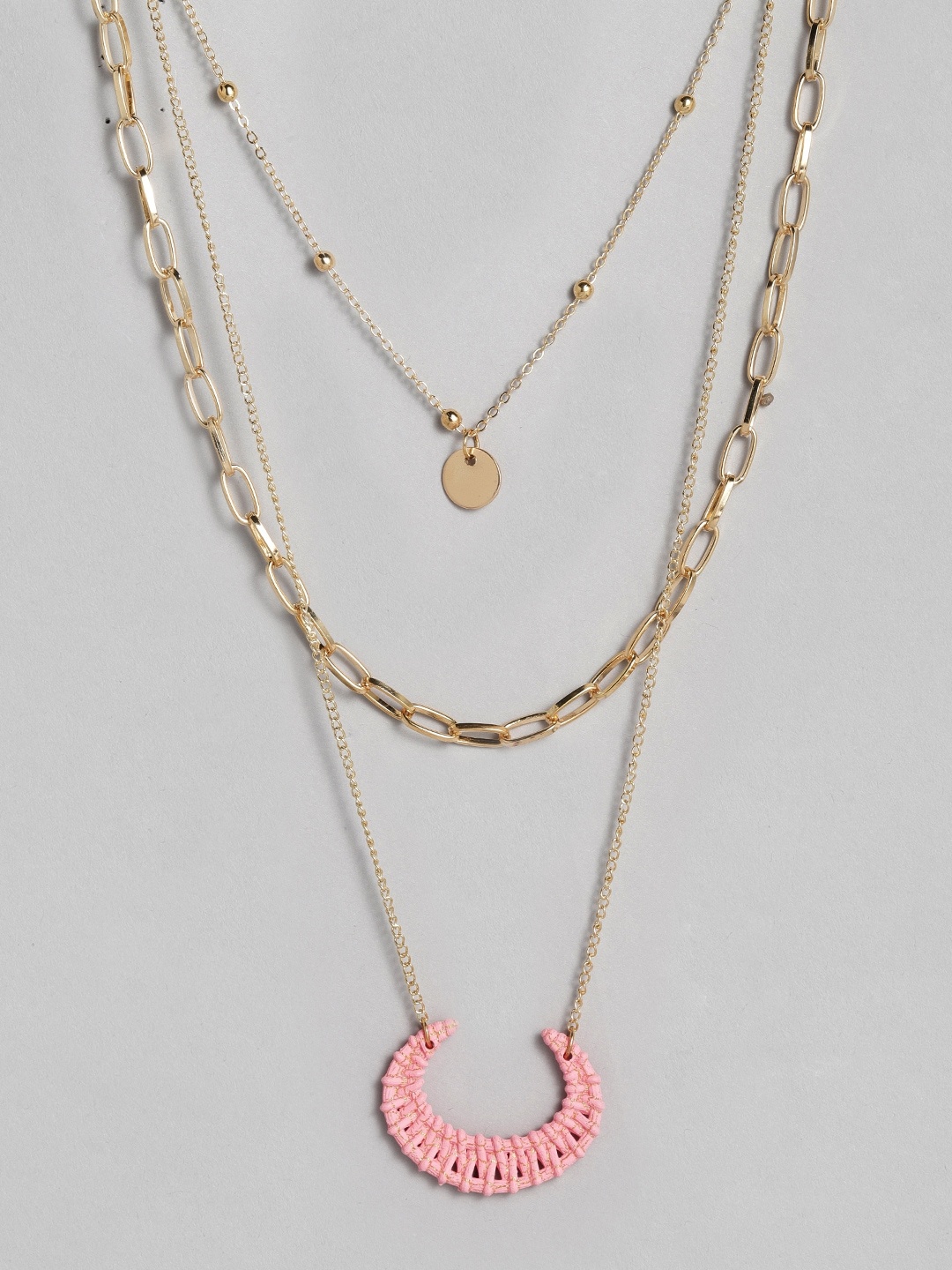 

justpeachy Peach-Coloured Gold-Plated Layered Chain