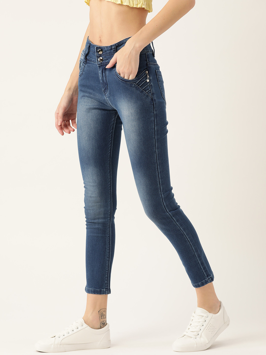 

urSense Women Blue Slim Fit High-Rise Light Fade Stretchable Jeans