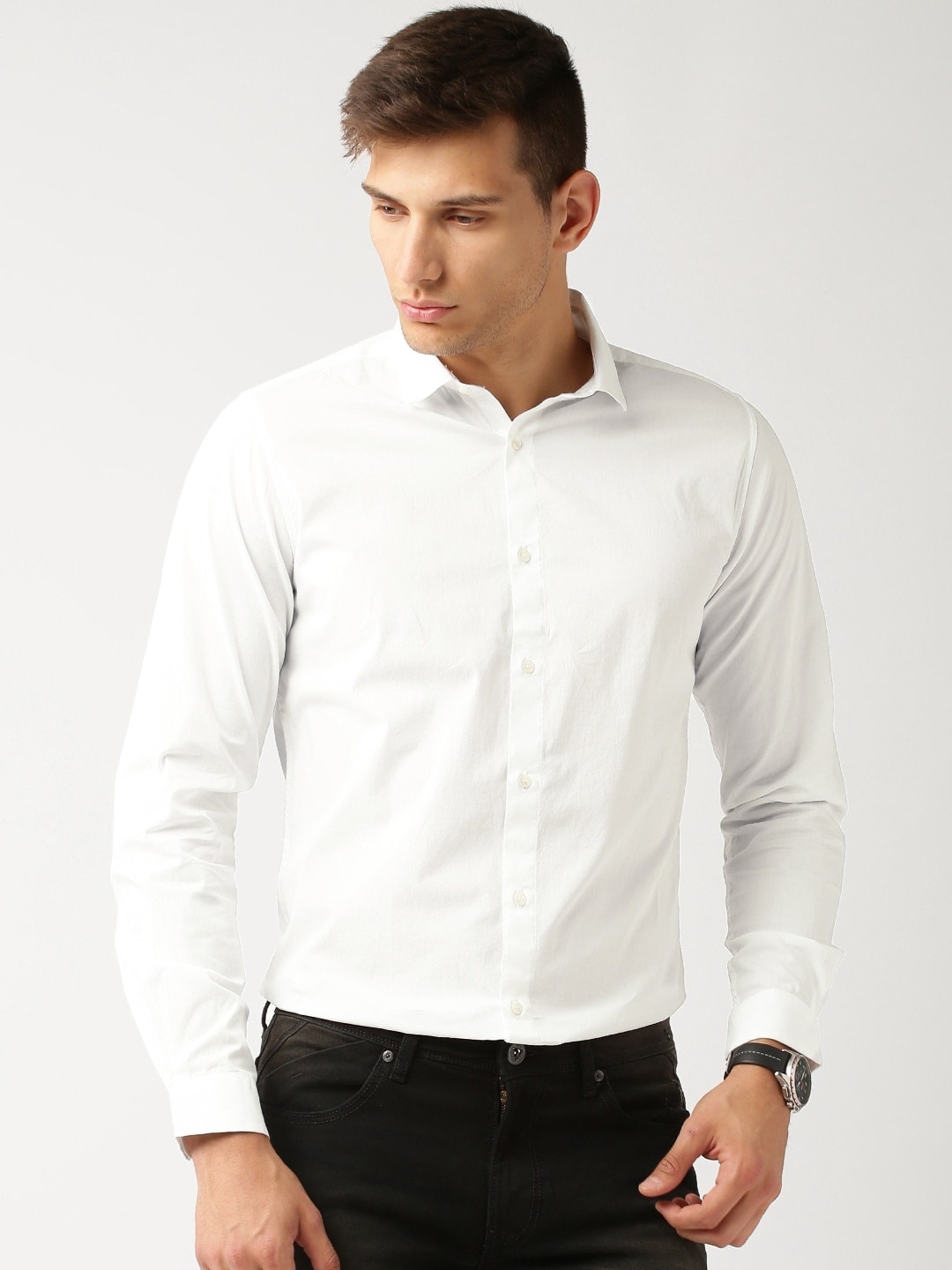 

ether Men White Slim Fit Antimicrobial Cotton Stretch Sustainable Shirt