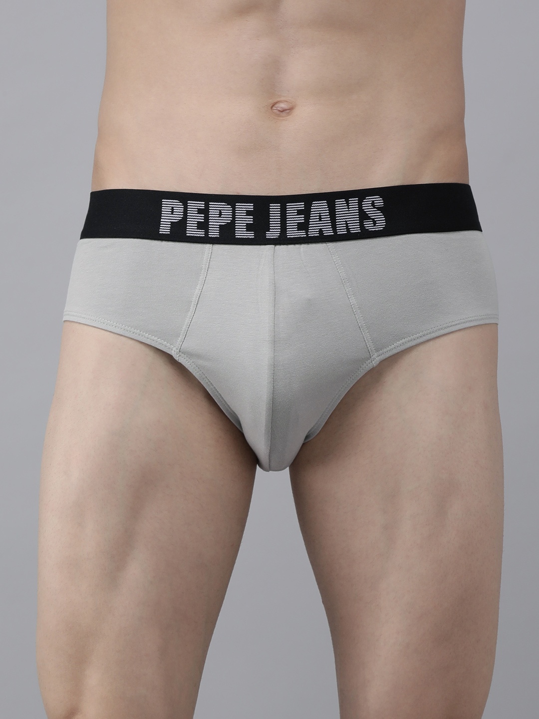 

Pepe Jeans Men Grey Solid Modern Basic Briefs 8904311314783