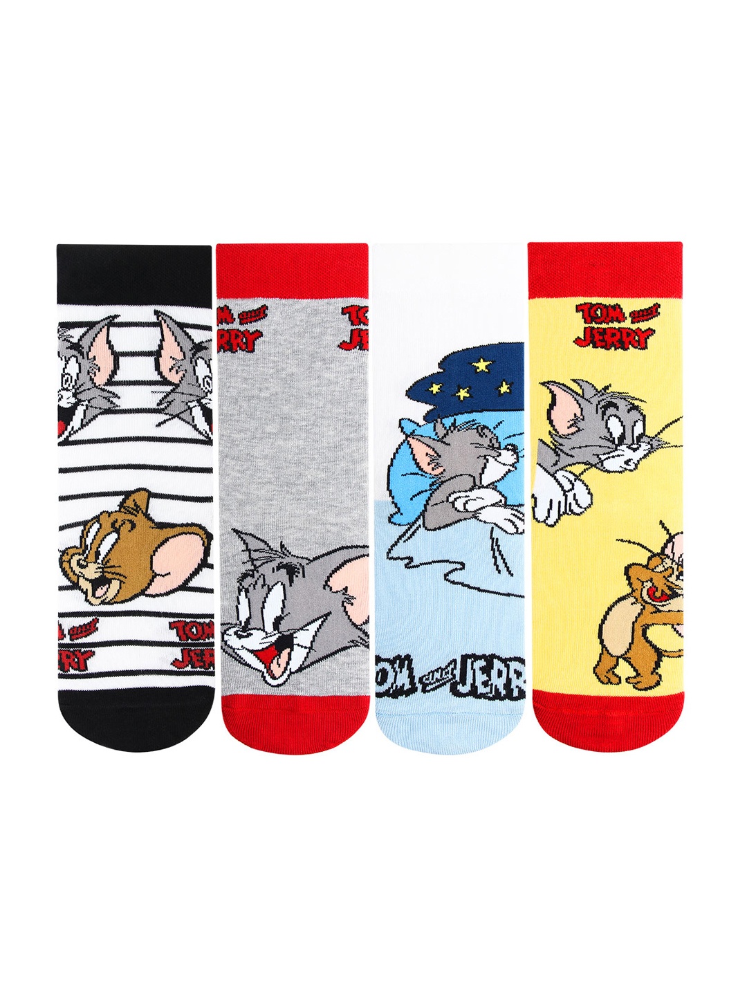 

Bonjour Kids Pack of 4 Assorted Tom & Jerry Calf-Length Socks
