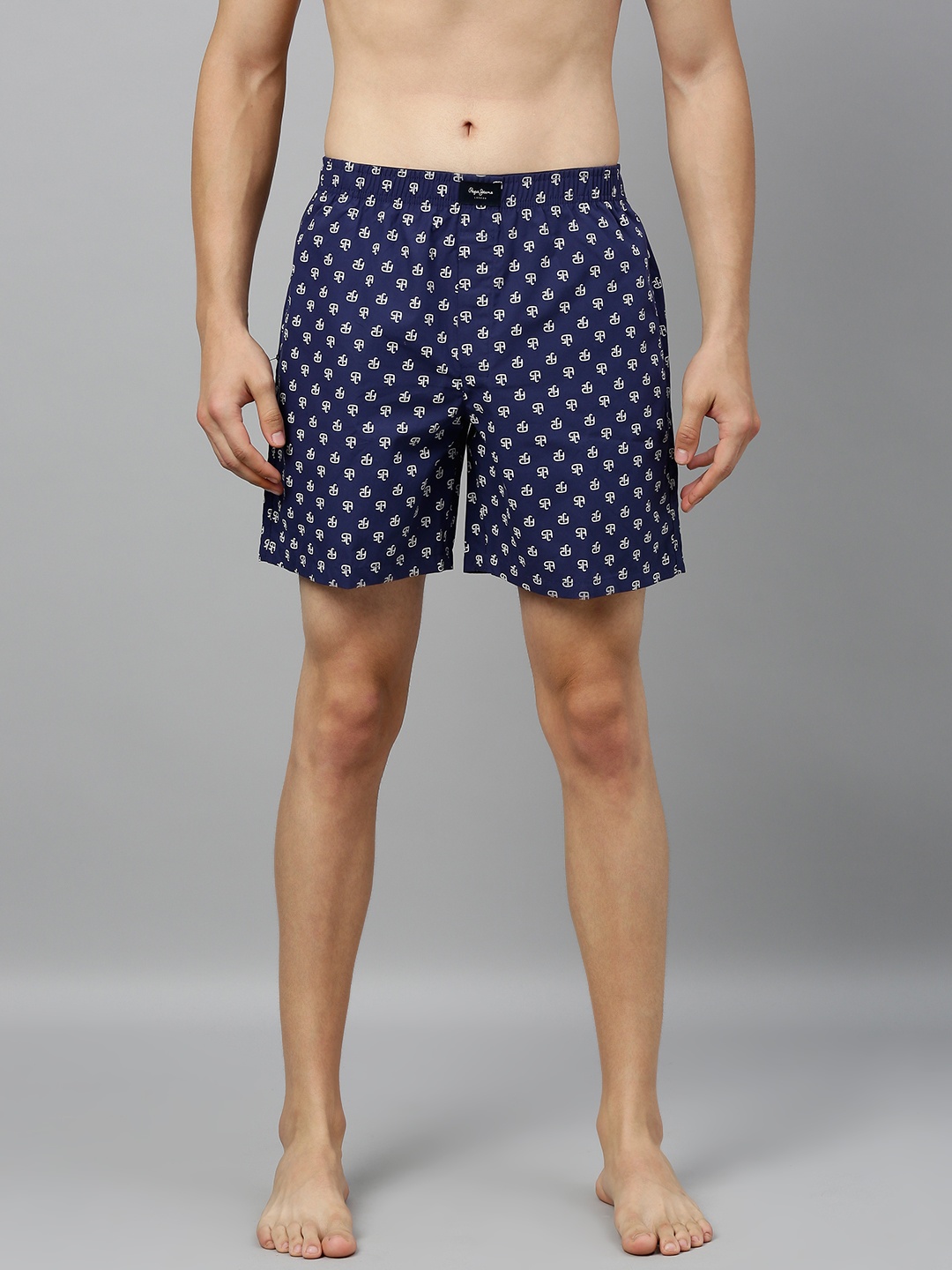 

Pepe Jeans Men Navy Blue & White Printed Pure Cotton Boxers 8904311314196
