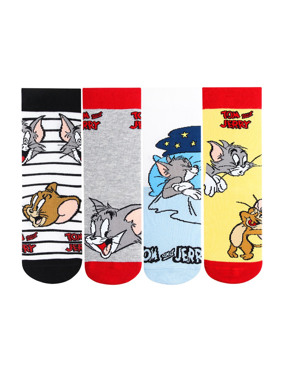 

Bonjour Kids Pack of 4 Assorted Tom & Jerry Ankle-Length Socks