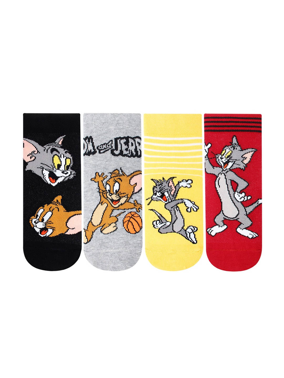 

Bonjour Unisex Kids Pack of 4 Assorted Tom & Jerry Ankle-Length Socks