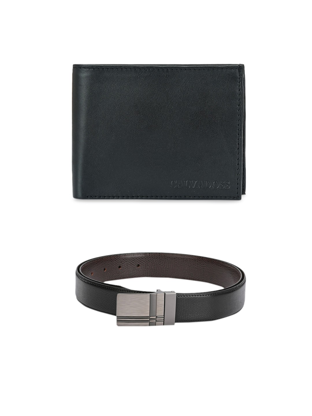 

Calvadoss Men Black & Brown Leather Accessory Gift Set