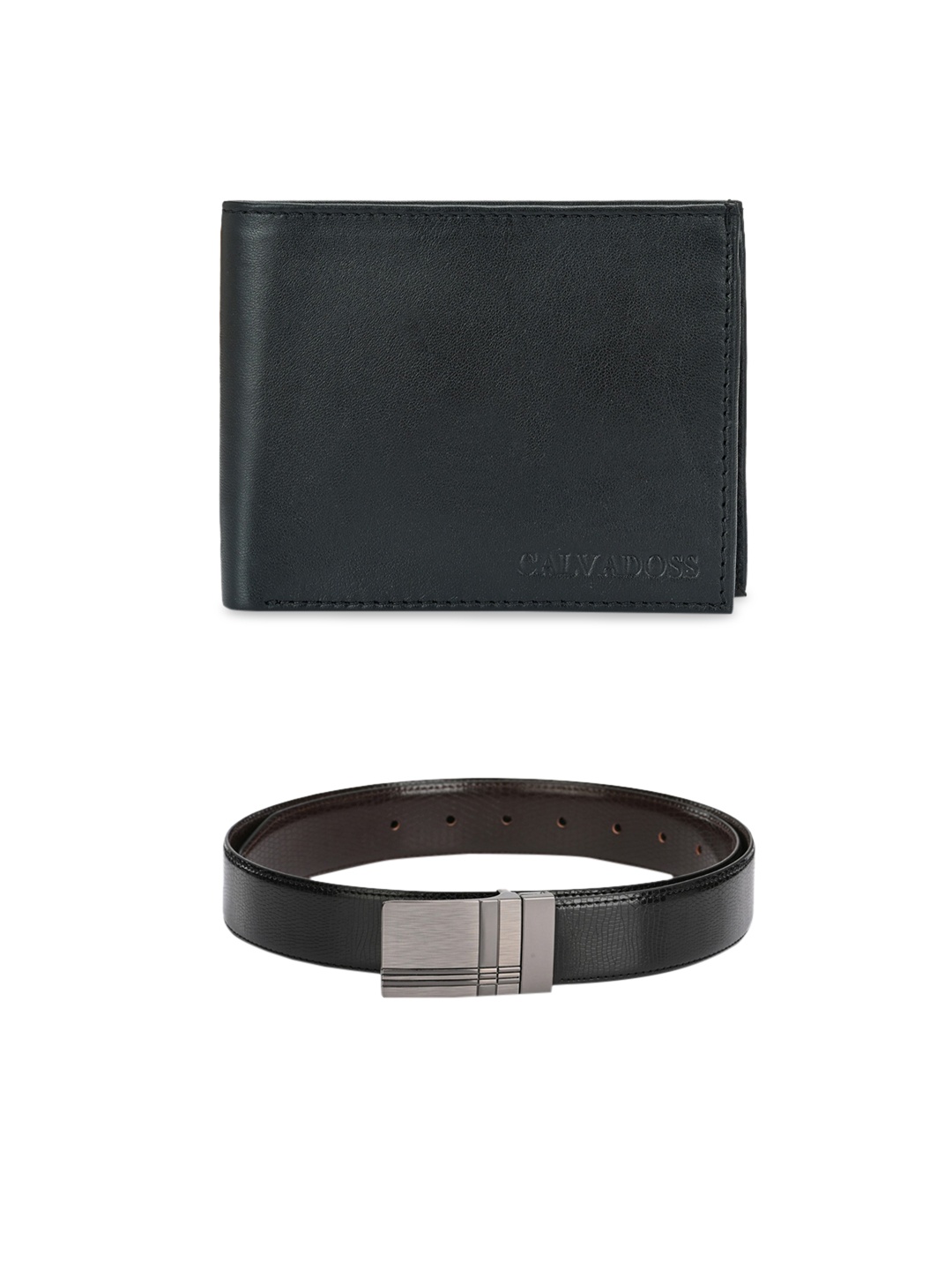 

Calvadoss Men Black & Brown Leather Accessory Gift Set