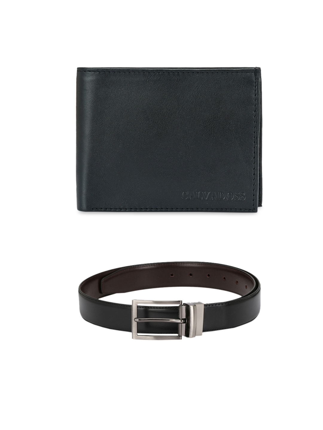 

Calvadoss Men Black & Brown Leather Accessory Gift Set
