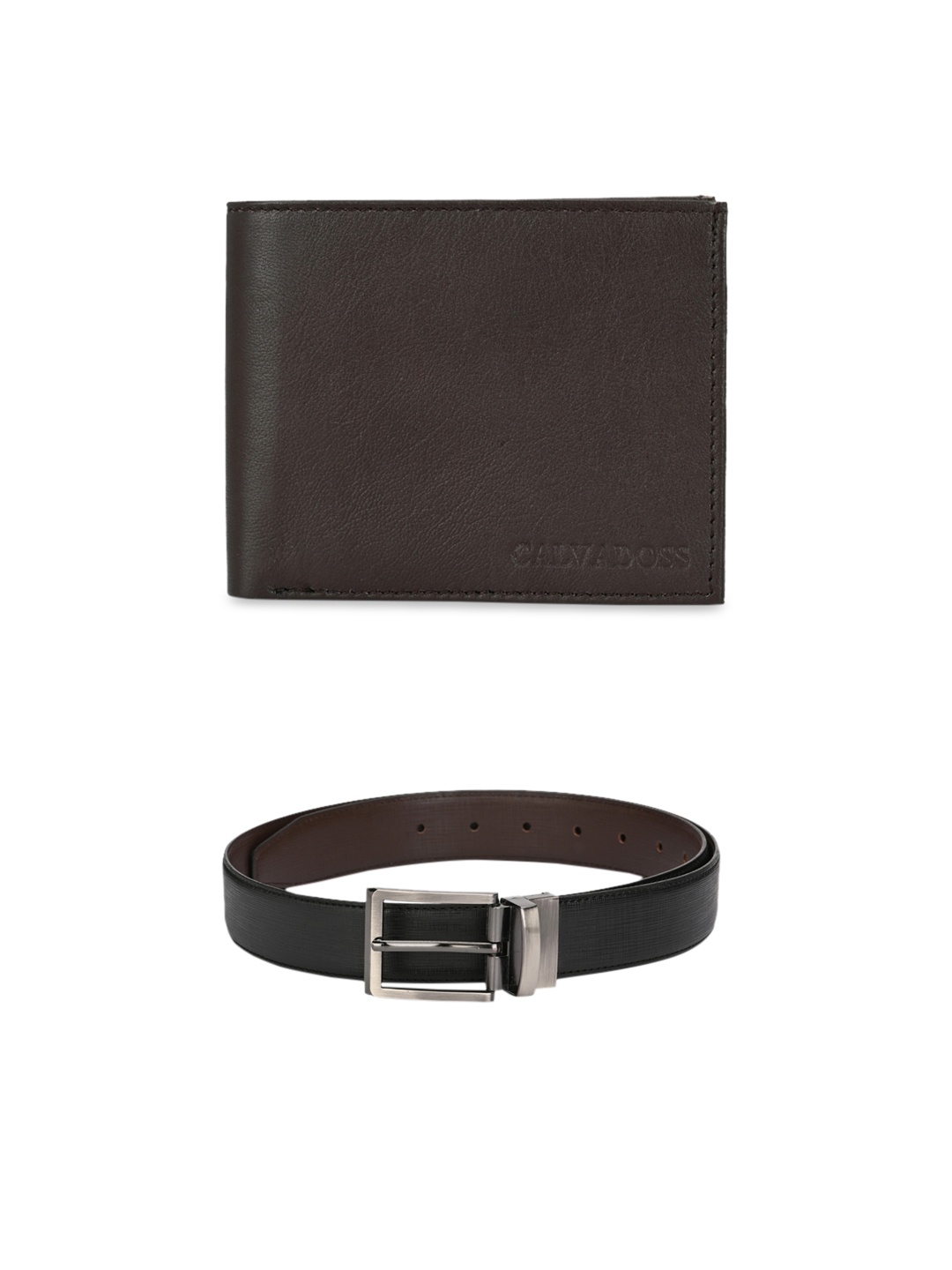 

Calvadoss Men Black & Brown Premium Belt & Wallet Gift Set