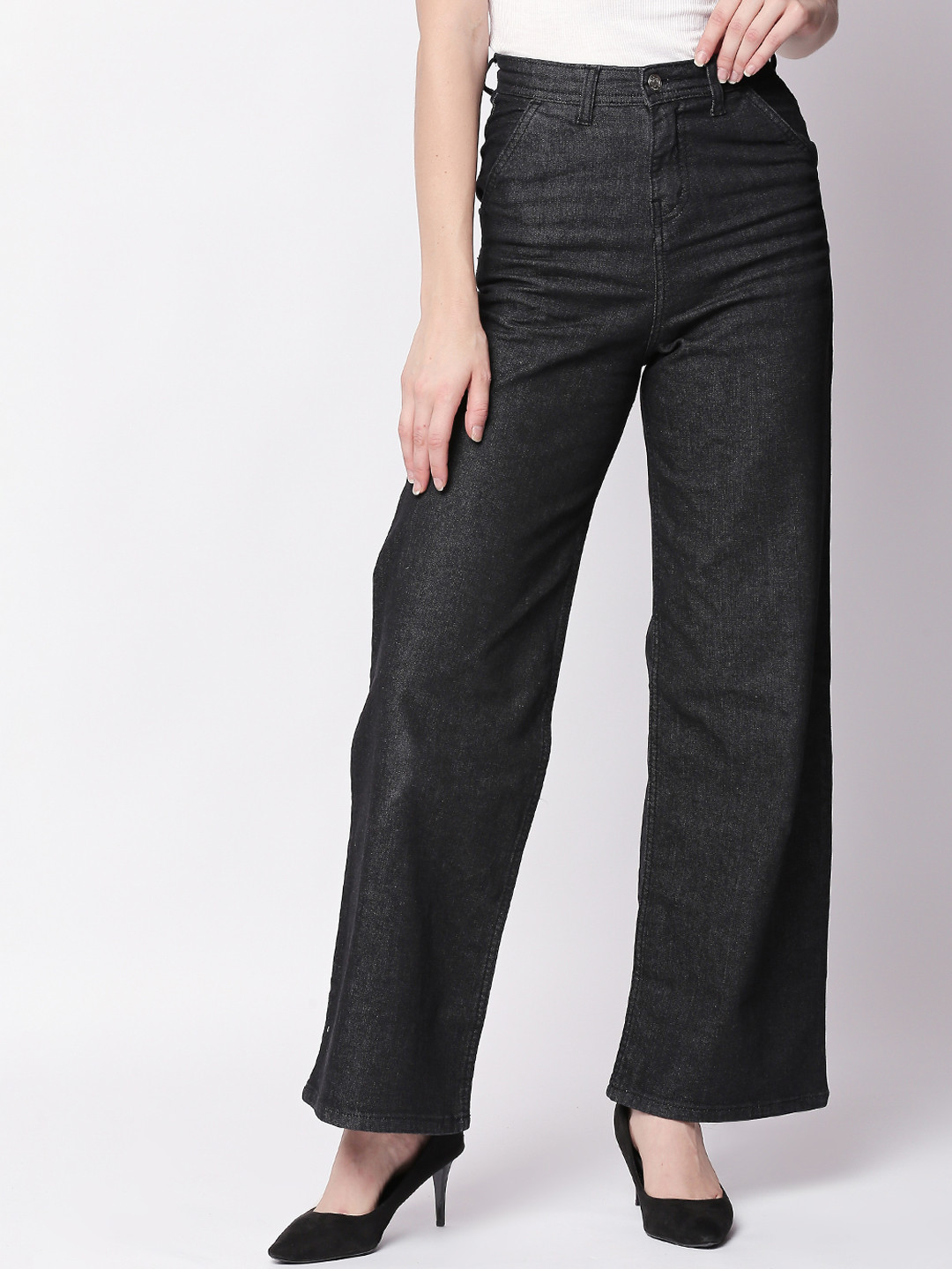 

High Star Women Grey Flared High-Rise Clean Look Stretchable Jeans