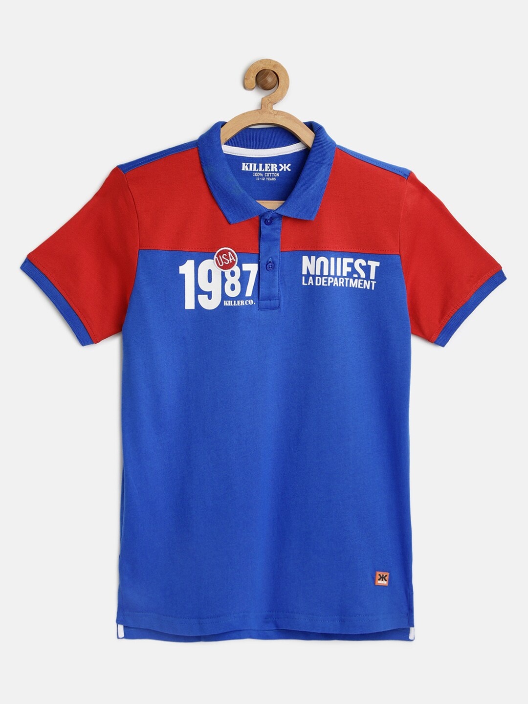 

Killer Boys Blue Printed Polo Collar T-shirt