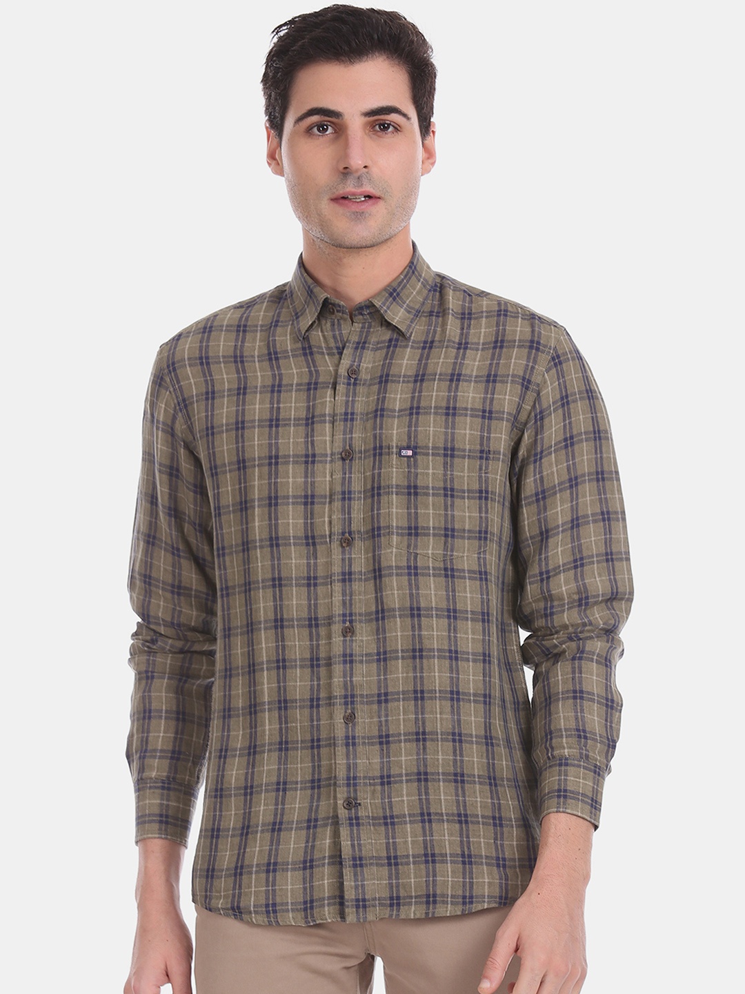 

Arrow Sport Men Green Regular Fit Checked Formal Shirt