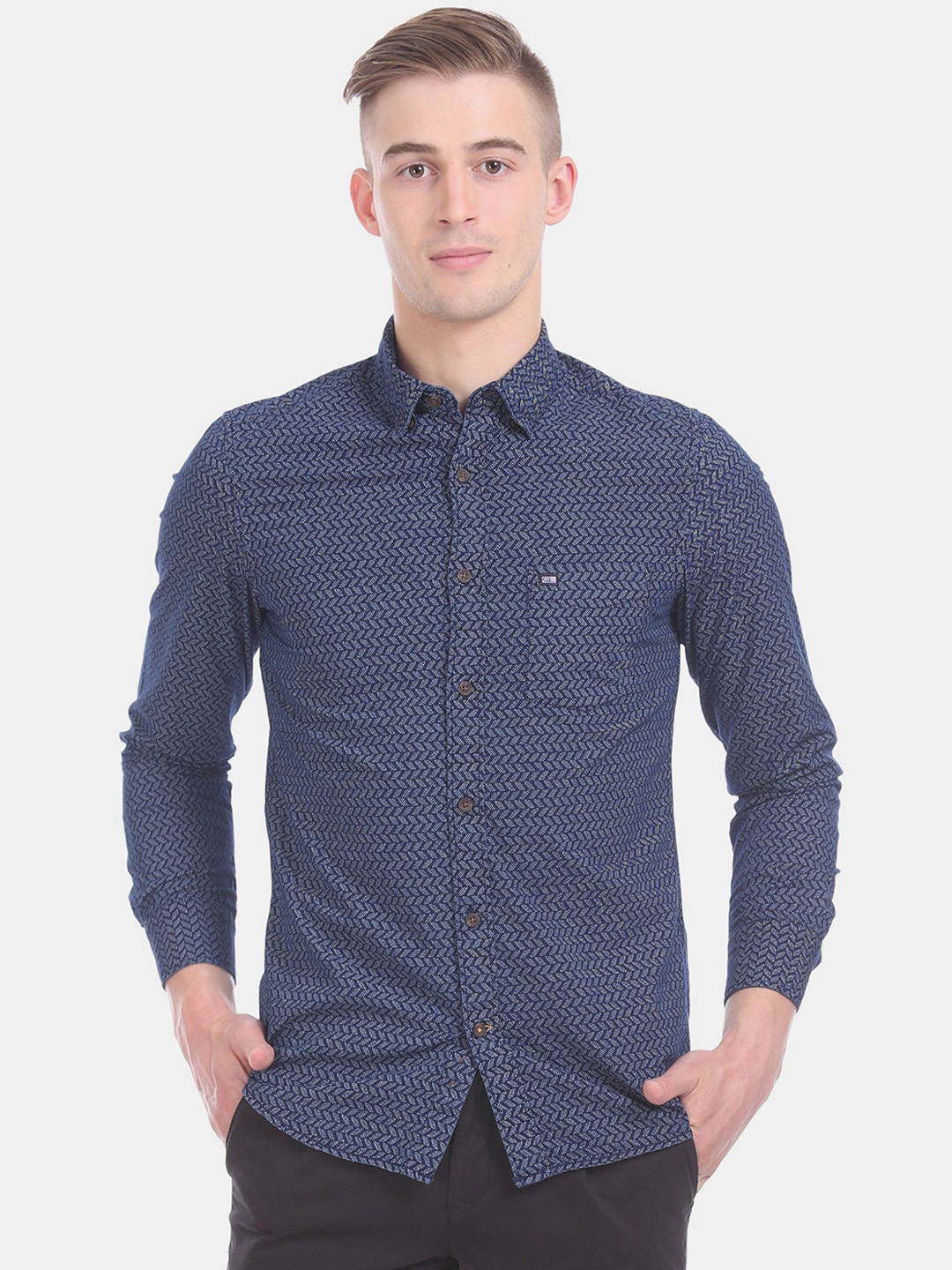

Arrow Sport Men Blue Slim Fit Printed Formal Shirt