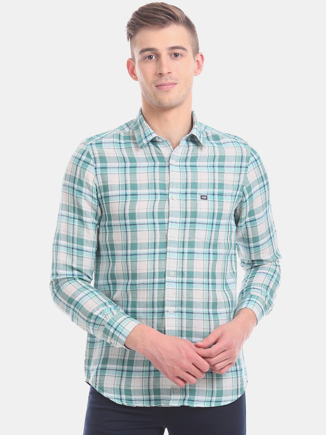 

Arrow Sport Men Green Slim Fit Checked Casual Shirt