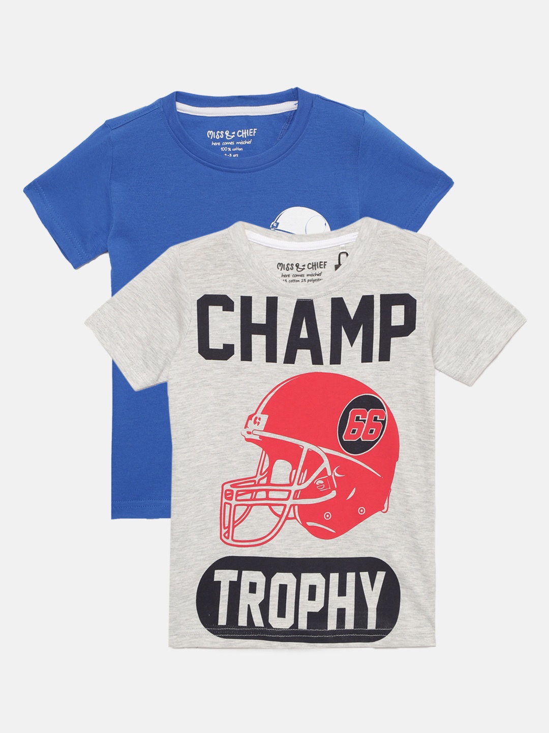 

Miss & Chief Boys Pack of 2 Round Neck T-shirts, Multi