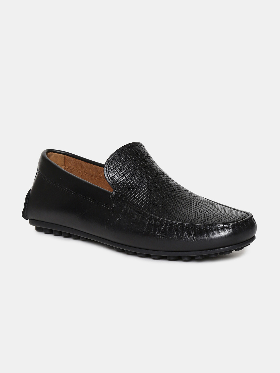 

Arrow Men Black Textured Leather Formal Loafers