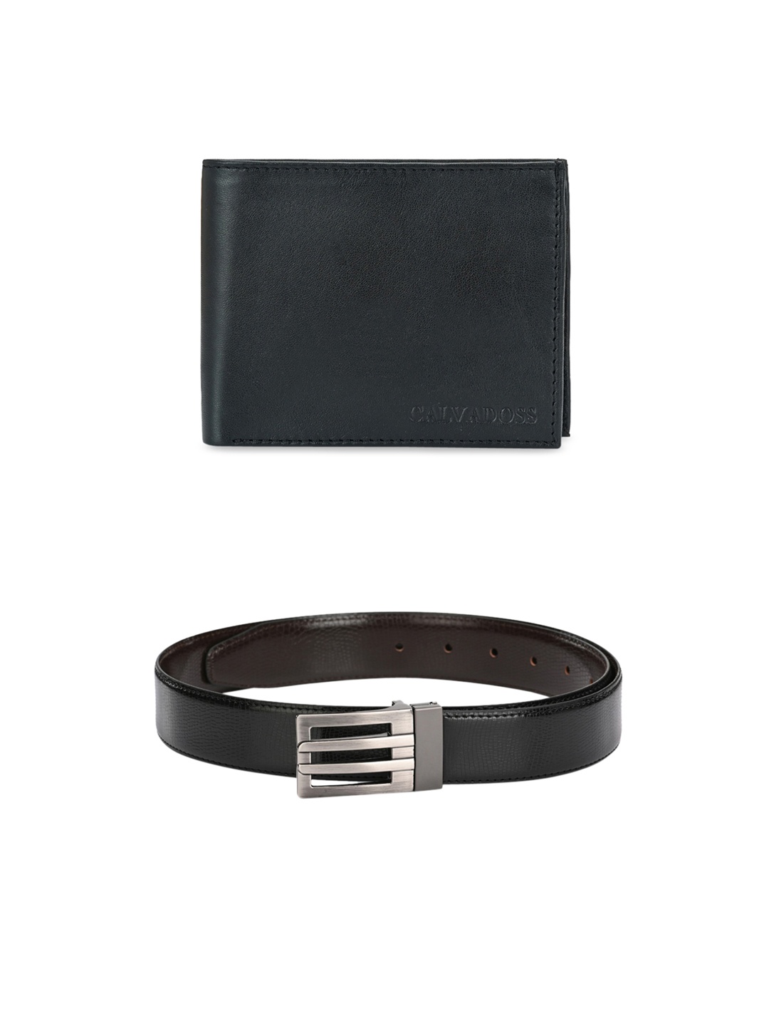 

Calvadoss Men Black & Brown Premium Belt & Wallet Gift Set