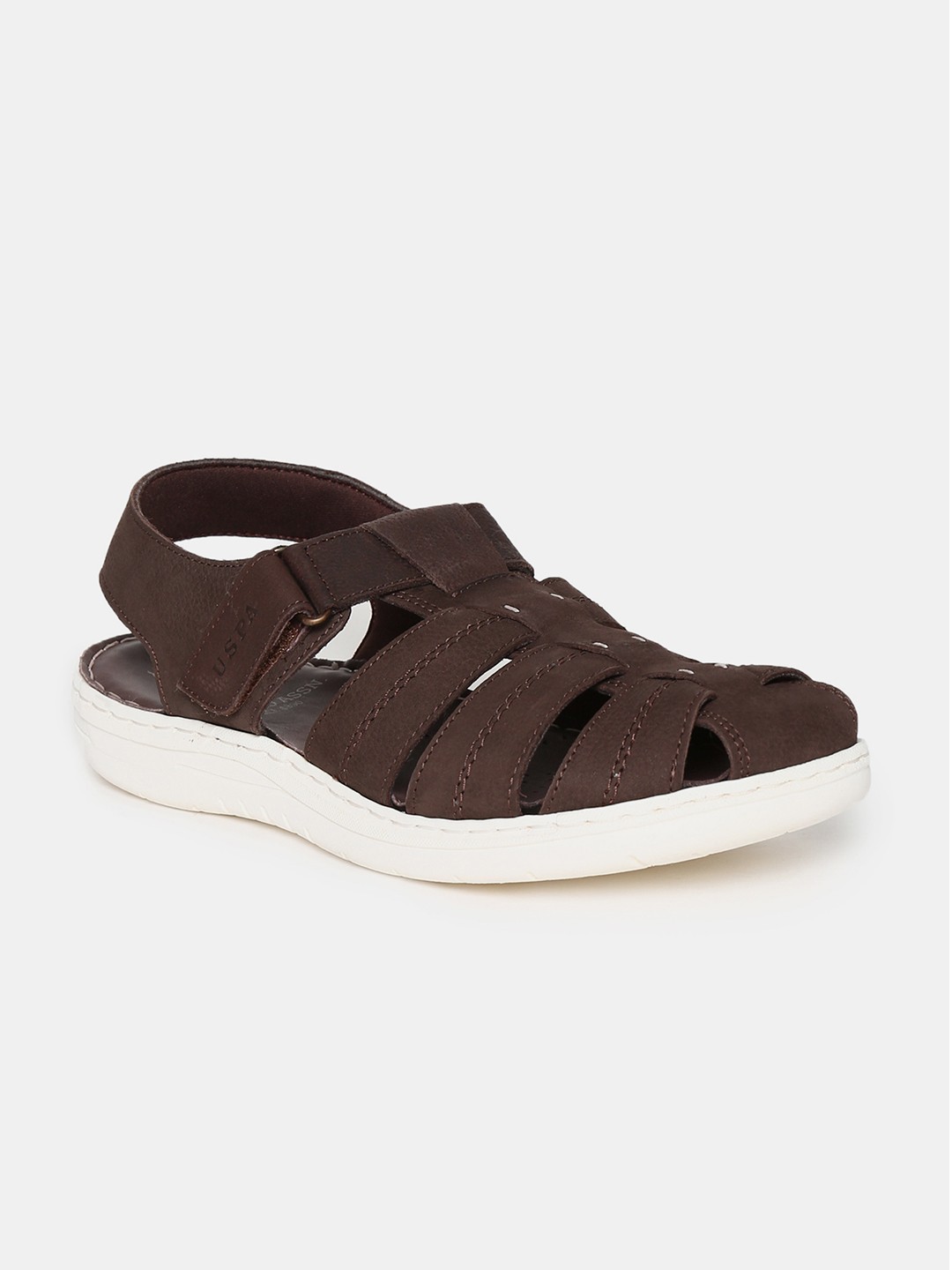 

U.S. Polo Assn. Men Brown & White Leather Comfort Sandals
