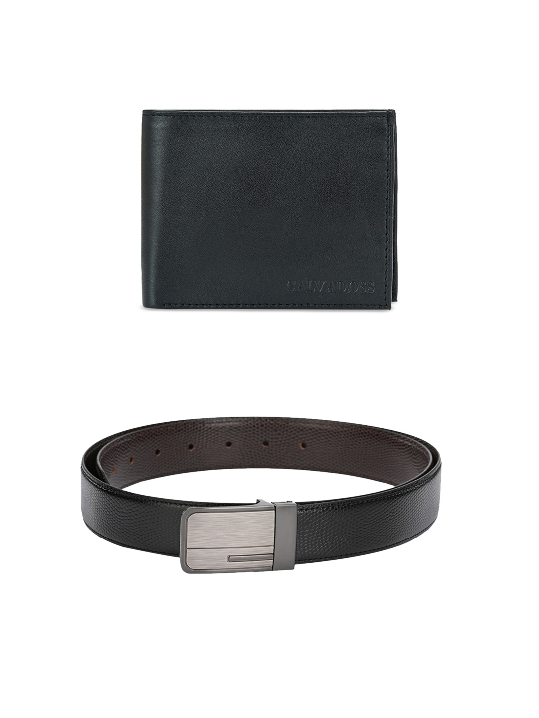 

Calvadoss Men Black & Brown Premium Belt & Leather Wallet Gift Set
