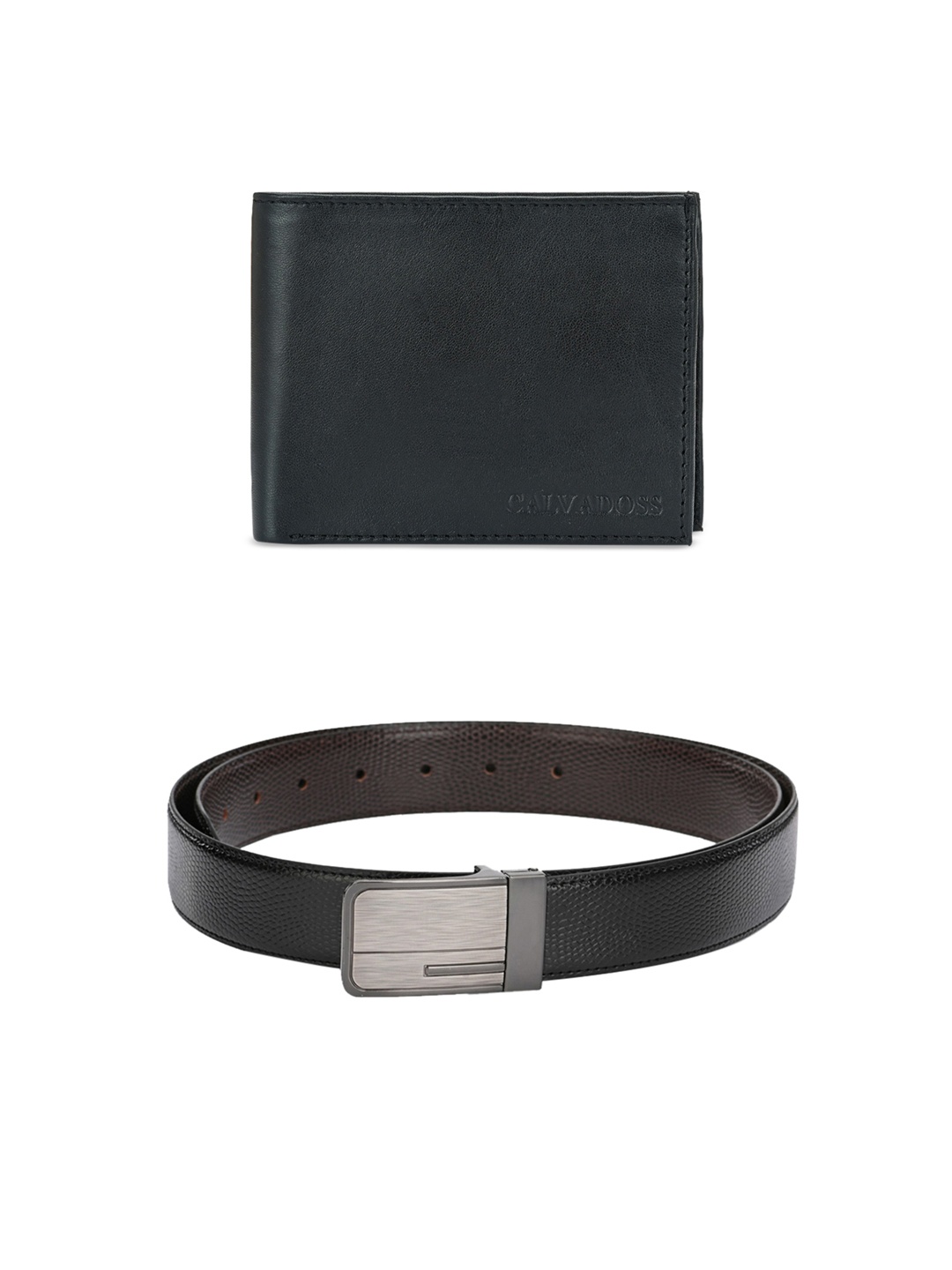 

Calvadoss Men Black & Brown Premium Belt & Leather Wallet Gift Set