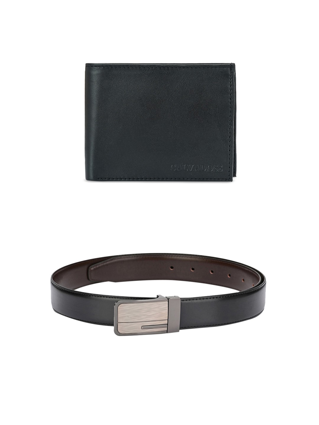 

Calvadoss Men Black & Brown Premium Belt & Leather Wallet Gift Set