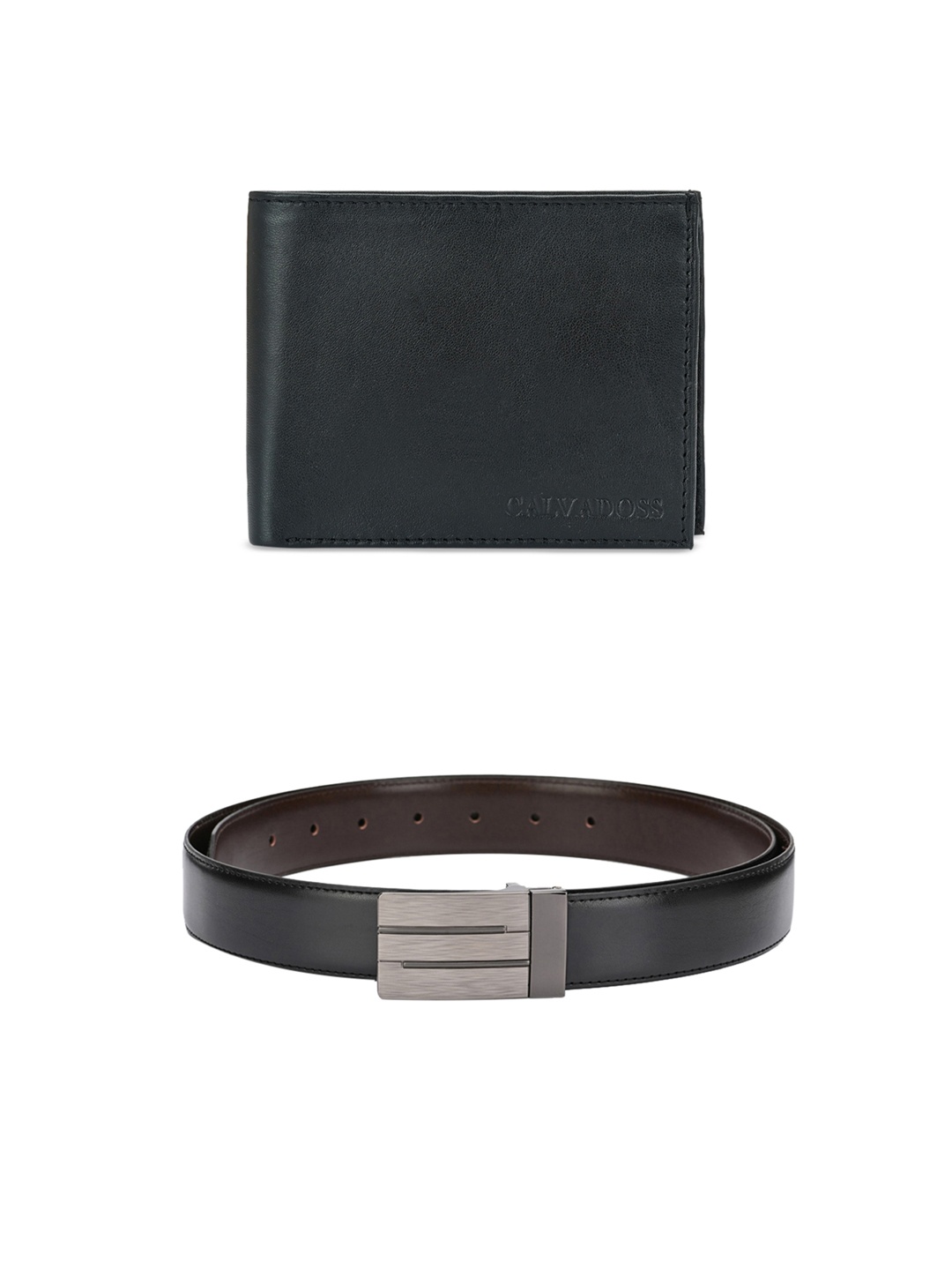 

Calvadoss Men Black & Brown Premium Belt & Leather Wallet Gift Set