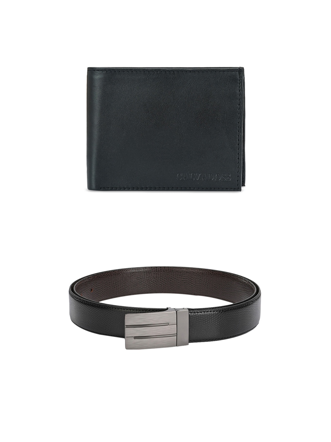 

Calvadoss Men Black & Brown Premium Belt & Leather Wallet Gift Set