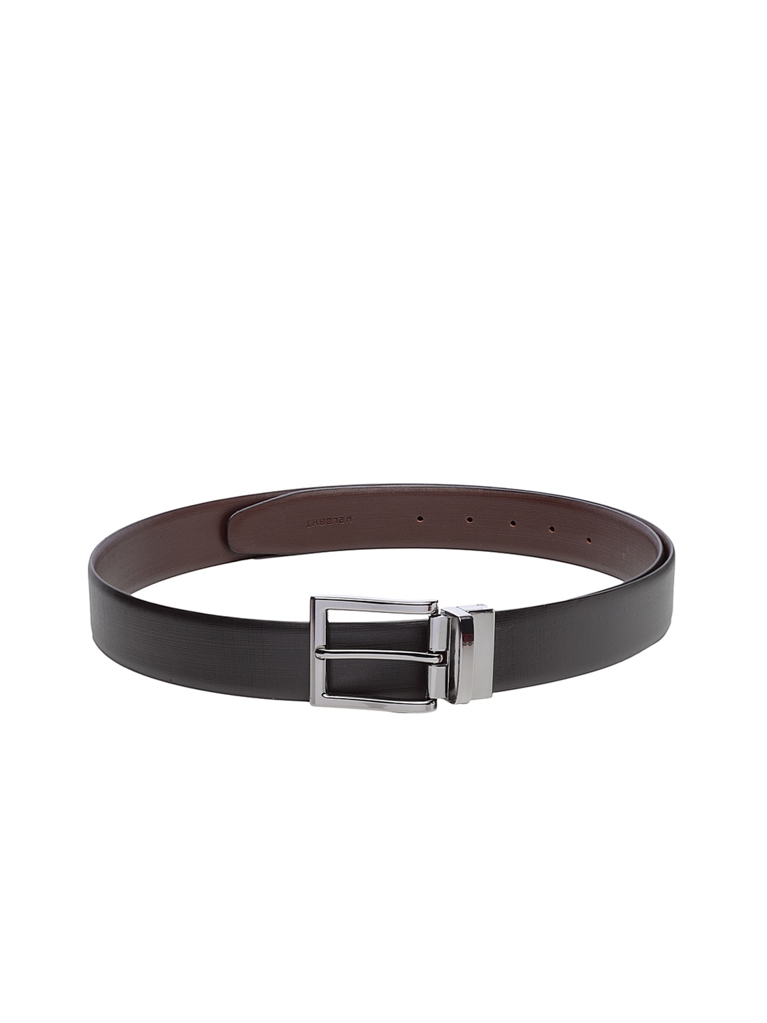 

WELBAWT Men Black & Brown Textured Reversible Leather Belt