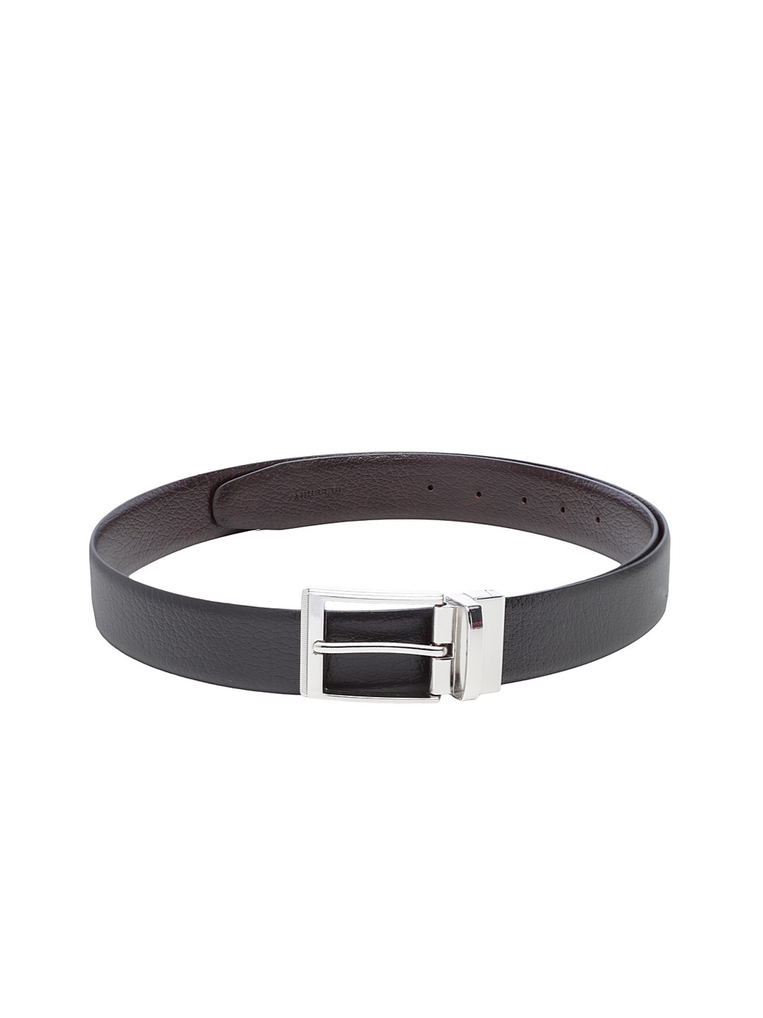 

WELBAWT Men Black Leather Textured Belt