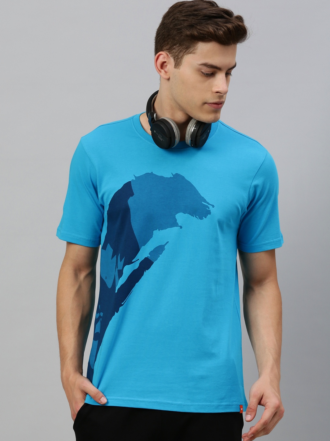 

Wildcraft Men Blue Printed Round Neck Pure Cotton T-shirt