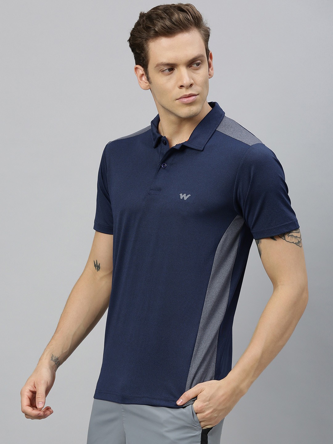 

Wildcraft Men Navy Blue Solid Polo Collar T-shirt