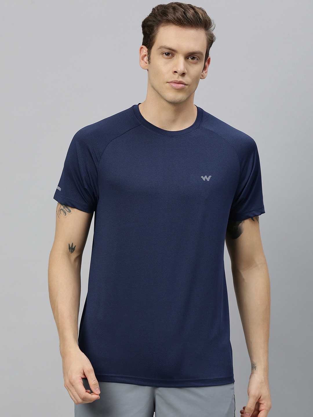 

Wildcraft Men Navy Blue Solid Round Neck T-shirt