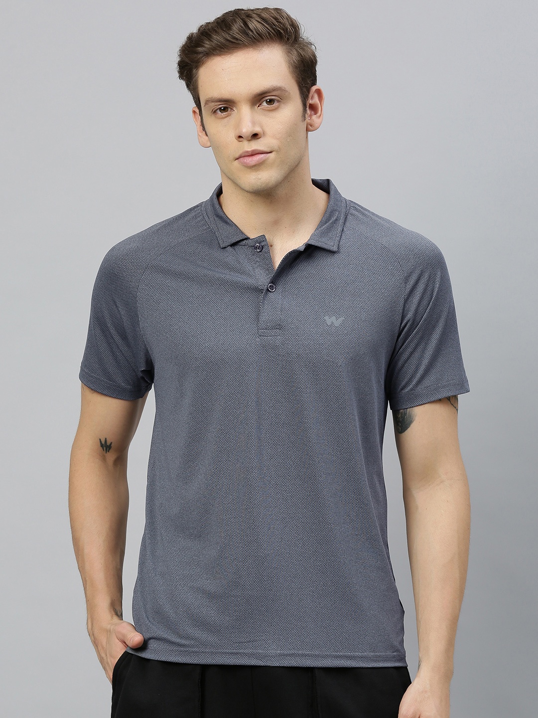 

Wildcraft Men Grey Solid Polo Collar T-shirt