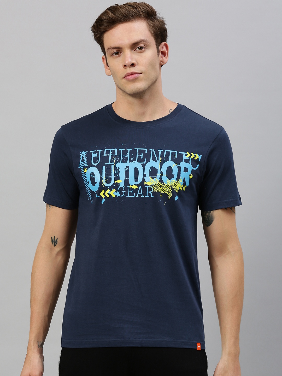 

Wildcraft Men Navy Blue Printed Round Neck T-shirt