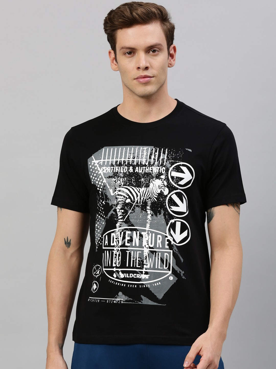 

Wildcraft Men Black Printed Round Neck T-shirt