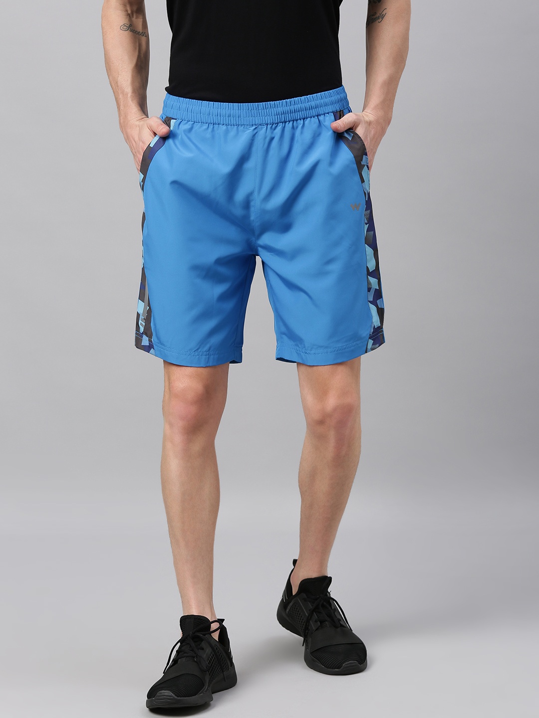 

Wildcraft Men Blue Printed Regular Fit Sports Active 14 Shorts