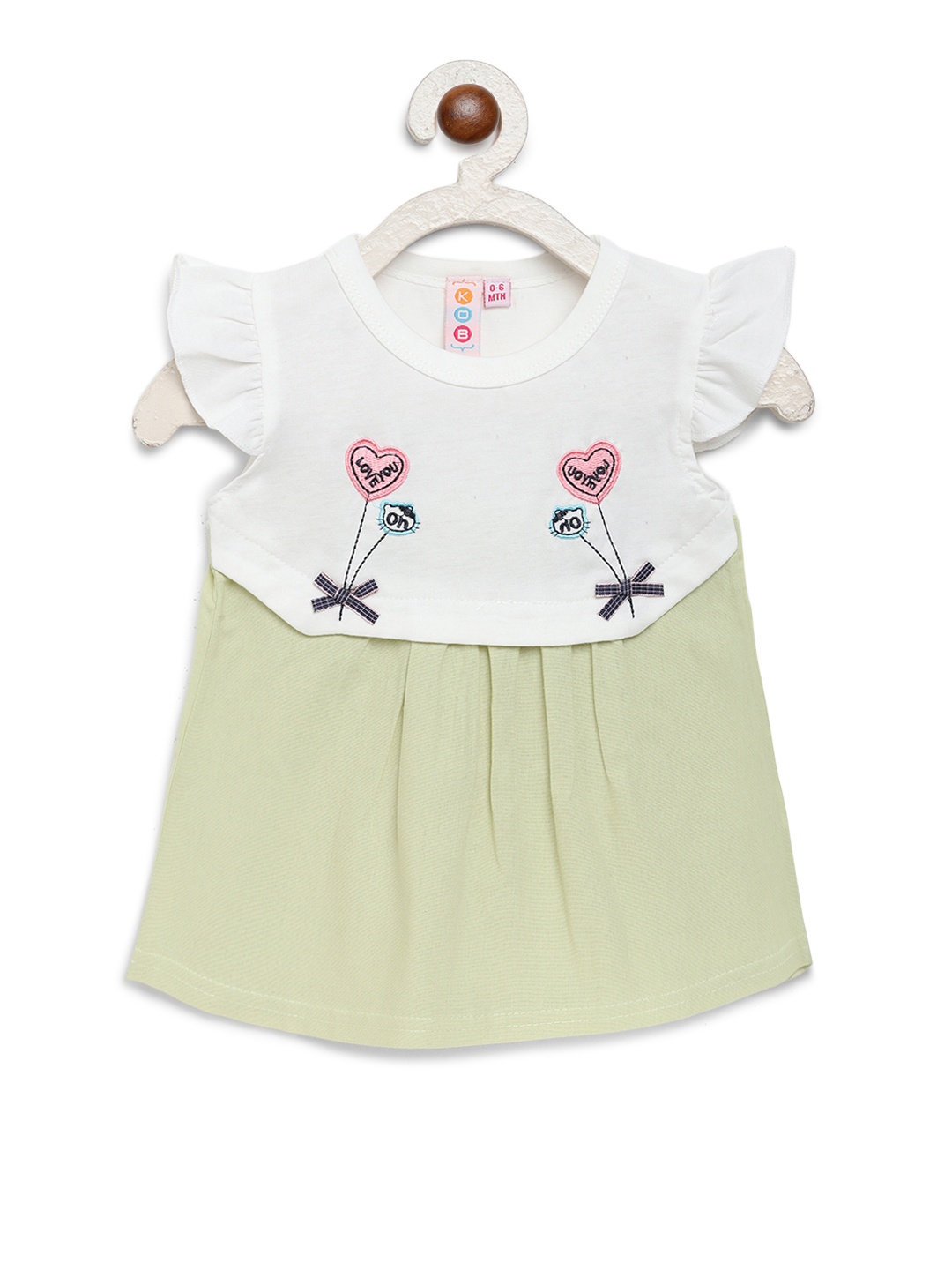 

Kids On Board Girls Green Embroidered A-Line Dress