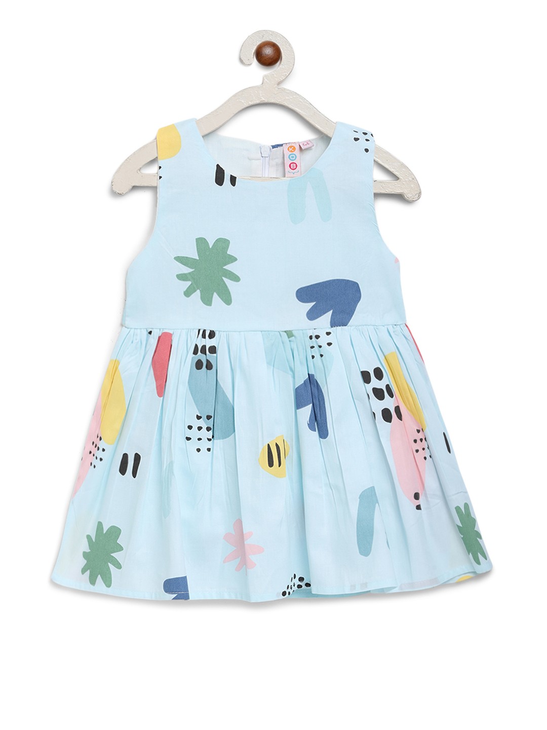 

Kids On Board Girls Blue Printed Fit and Flare Dress