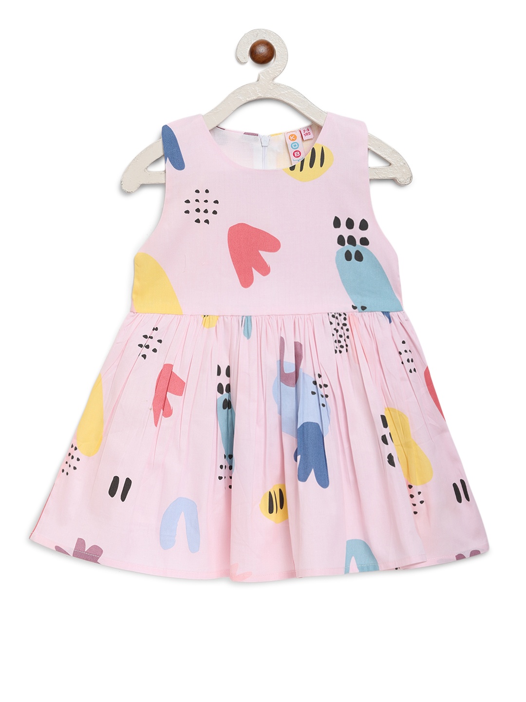 

Kids On Board Pink Printed Fit and Flare Dress