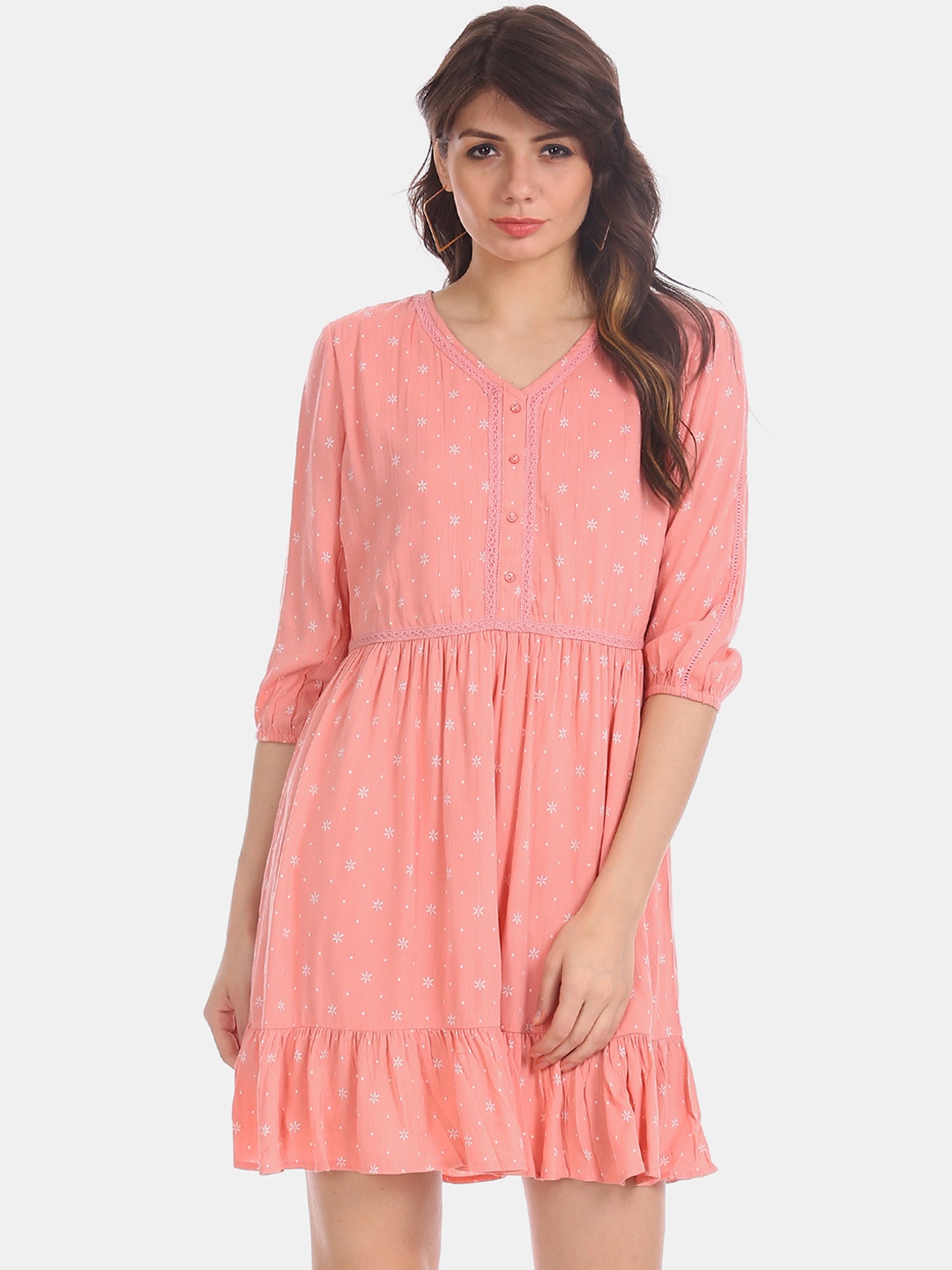 

Cherokee Women Pink Printed Fit and Flare Dress