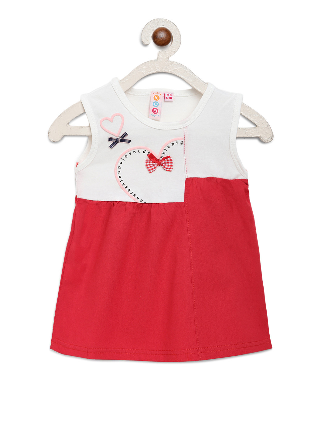 

Kids On Board Girls Red and White Printed A-Line Dress