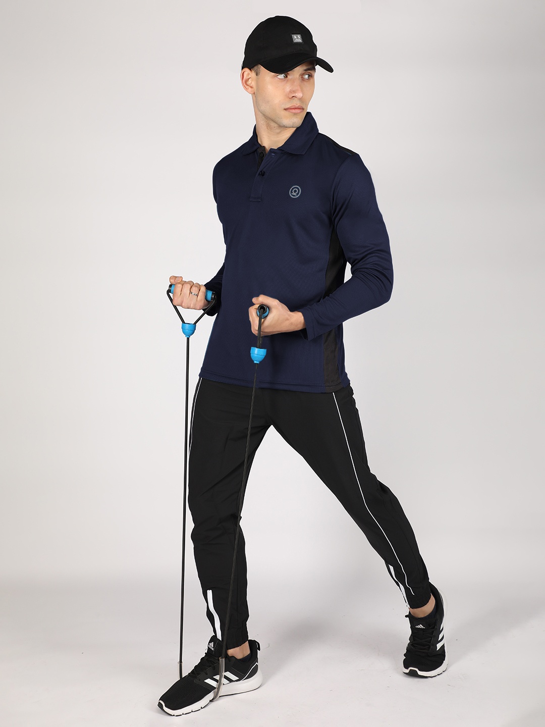 

Chkokko Men Navy Blue Solid Polo Collar T-shirt