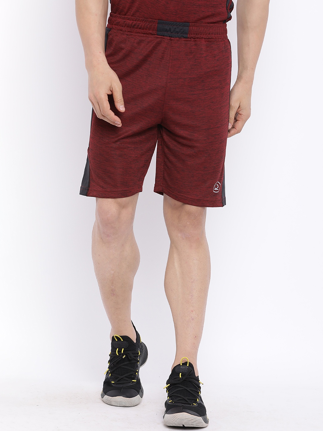 

CHKOKKO Men Maroon Solid Regular Fit Sports Shorts