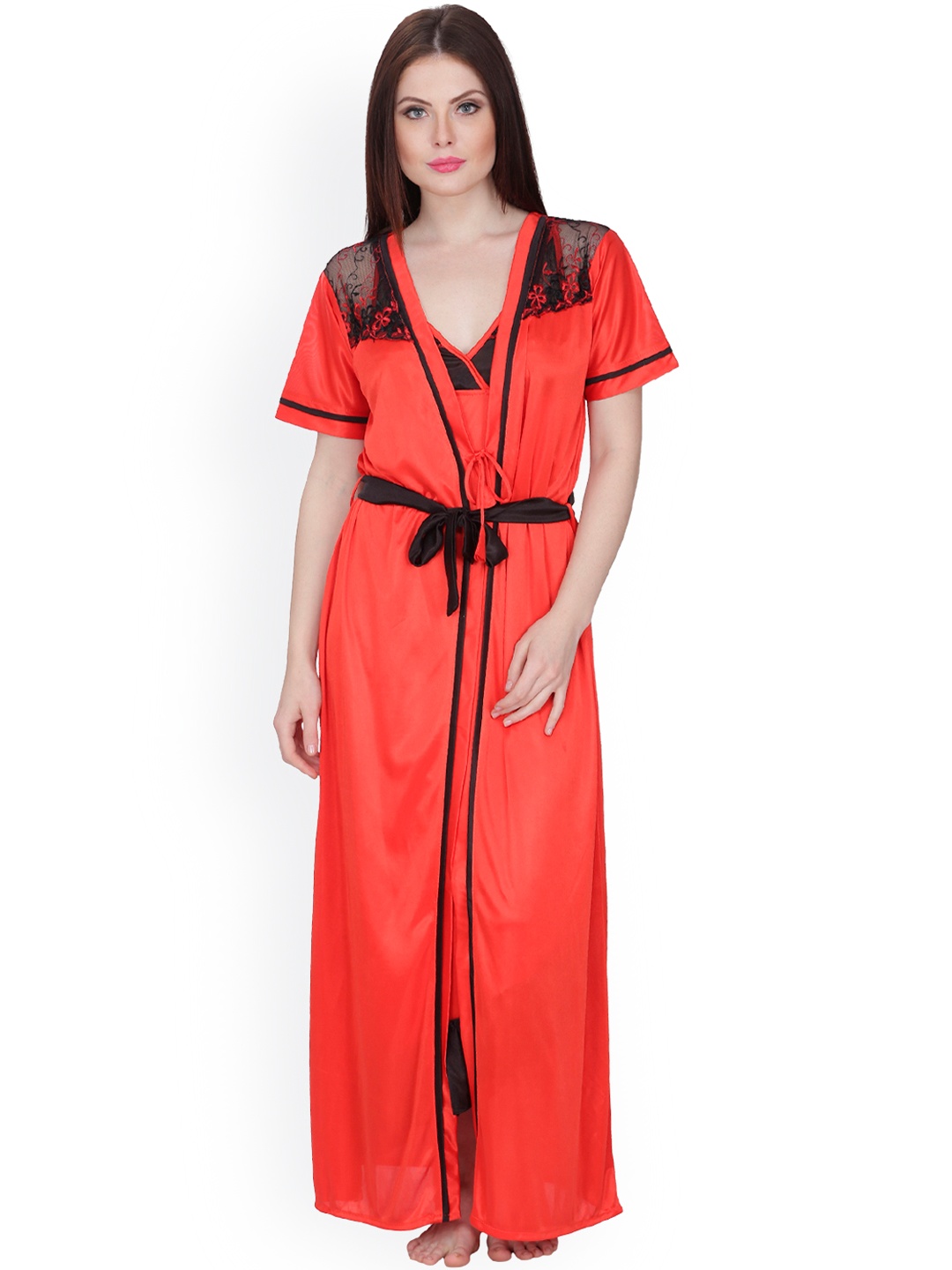 

Secret Wish Red Maxi Nightdress with Robe HC-173