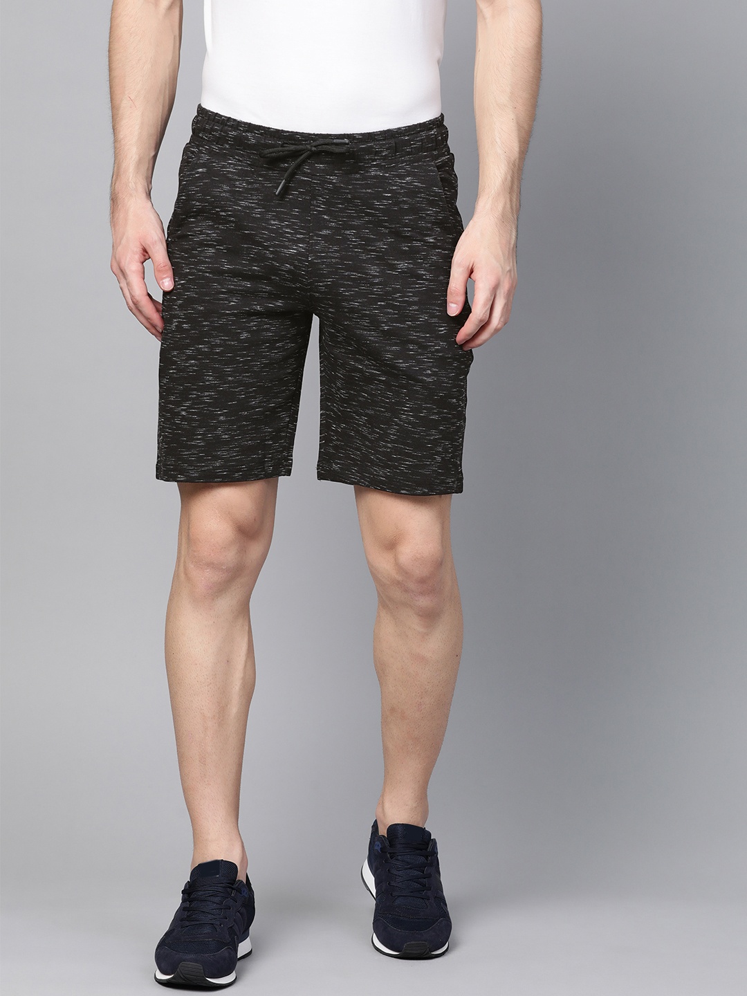 

ManQ CASUAL Men Black Solid Slim Fit Sports Shorts