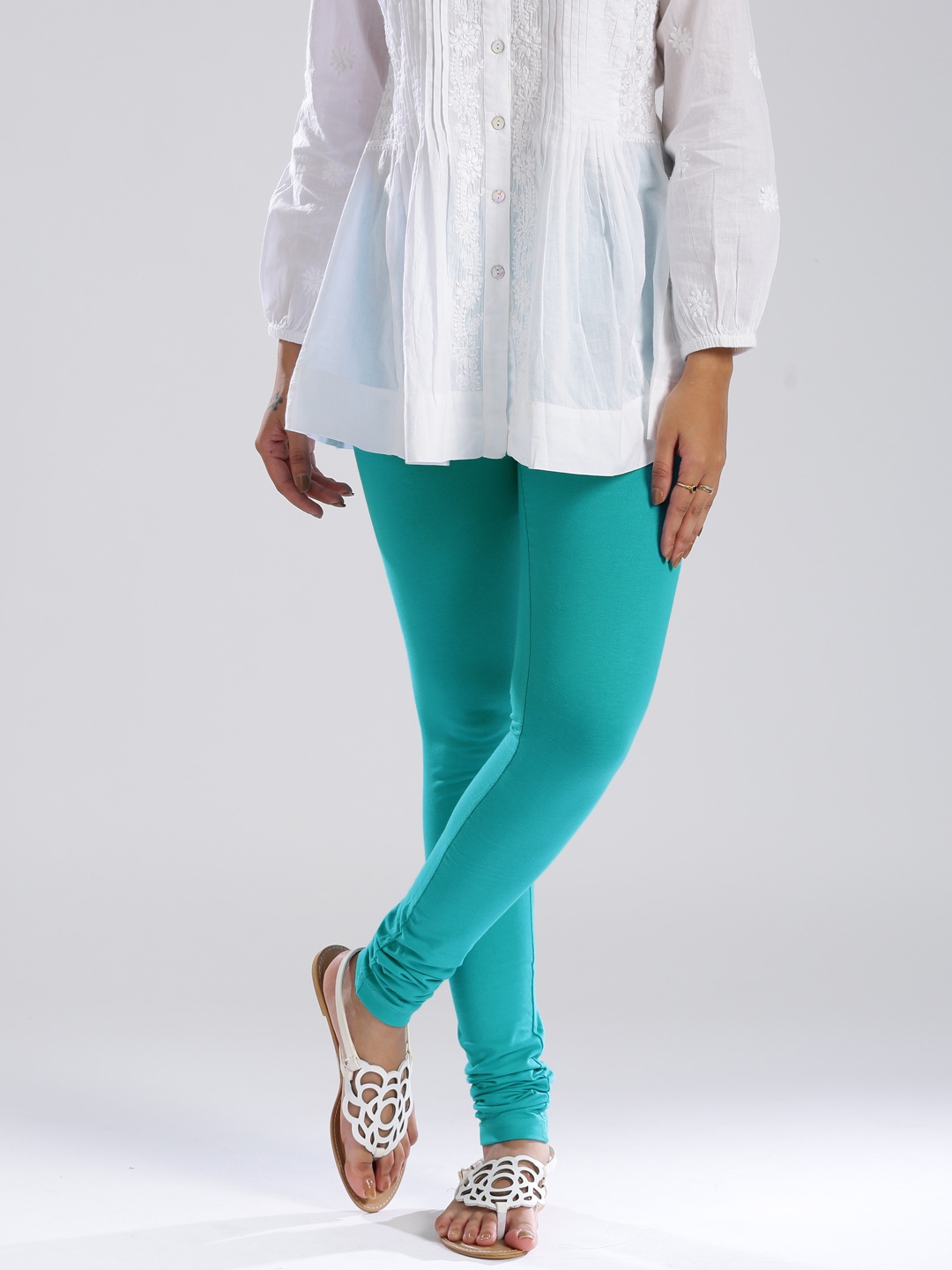 

W Turquoise Green Churidar Leggings