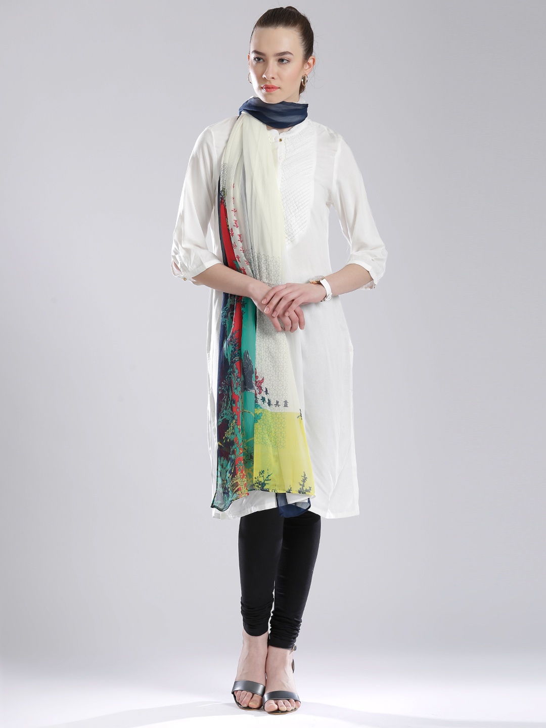 

W Multicoloured Printed Dupatta, Multi