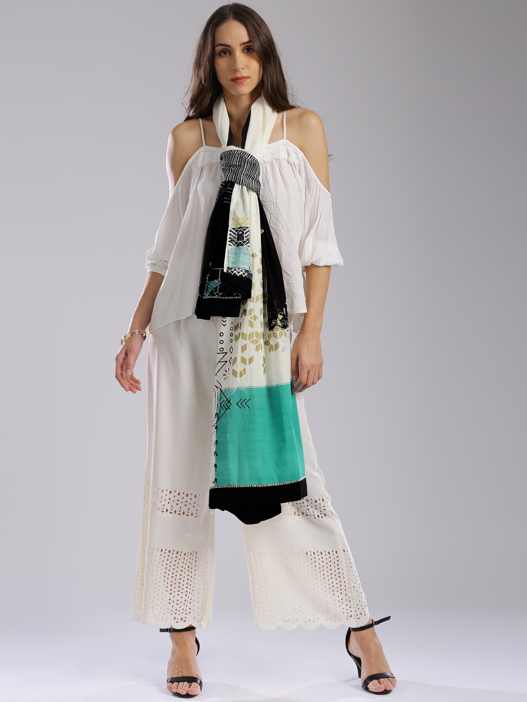 

W Black & Off-White Printed Dupatta